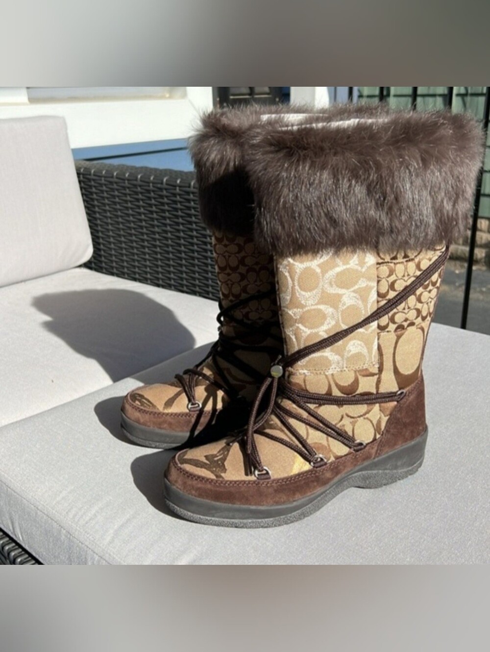 Coach Laurilyn Brown Winter Boots Size 7 - Picture 8 of 12